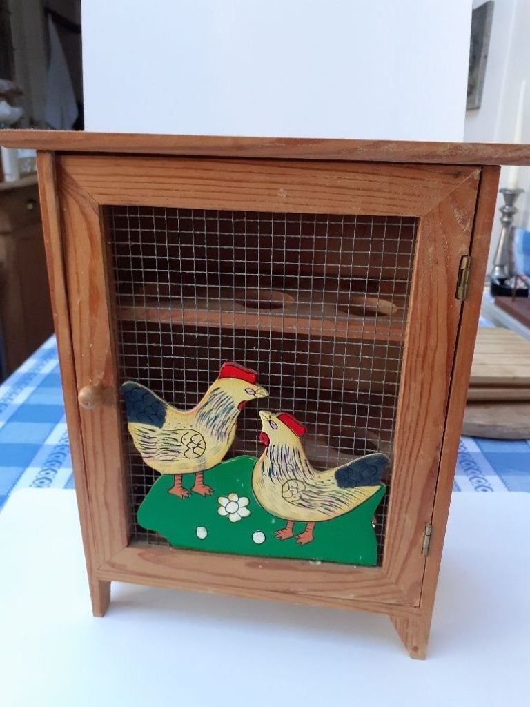 Vintage Voorraadkastje <> EIERREKJE <> Houten Eierkastje, Hout, Ophalen of Verzenden, Bruin, Overige typen