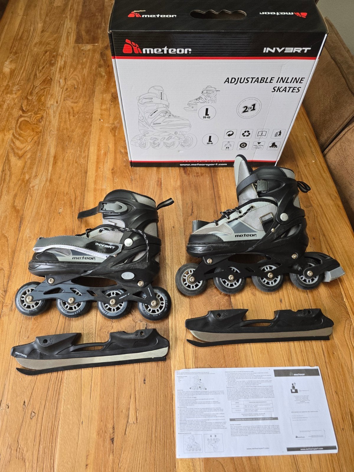 Meteor Invert 2-in-1 verstelbare inline skates/schaatsen, Overige merken, Gebruikt, Overige typen, Ophalen of Verzenden