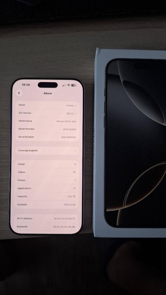 Iphone 16 Pro Max 1Tab, Ophalen, Zo goed als nieuw, Grijs, 96 %
