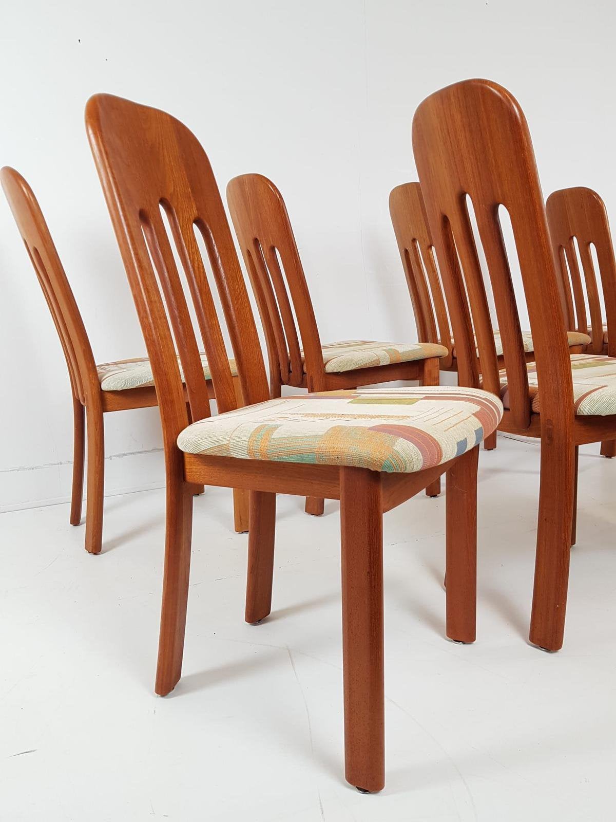 8 vintage stoelen | dining chairs teak wood danish Ansanger, Gebruikt, ., Vintage, Ophalen of Verzenden