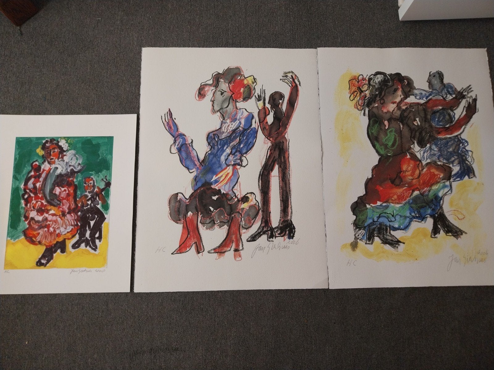 Jan Sierhuis 3 voor 100 euro., Antiek en Kunst, 2000 tot heden, Dagelijks leven, Handgekleurd, Ophalen of Verzenden