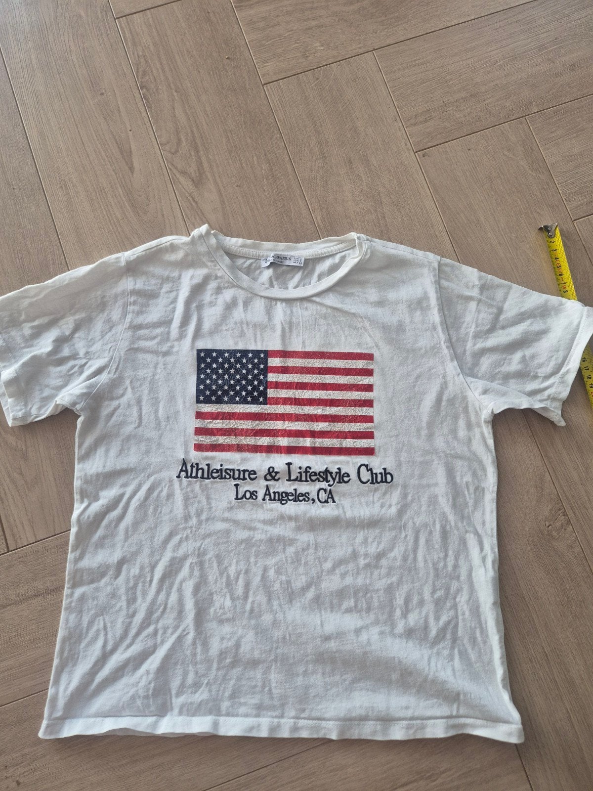 Stradivarius tshirt met Amerikaanse vlag, Ophalen of Verzenden, Zo goed als nieuw, Korte mouw, Maat 36 (S)