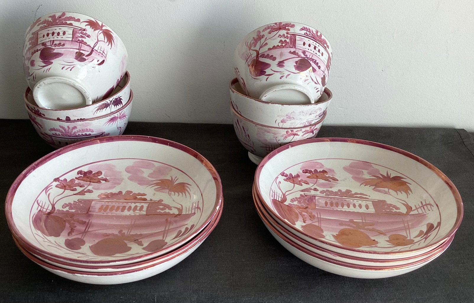 WEDGEWOOD pink luster 19e eeuws servies W.S.& CO’s, Ophalen of Verzenden