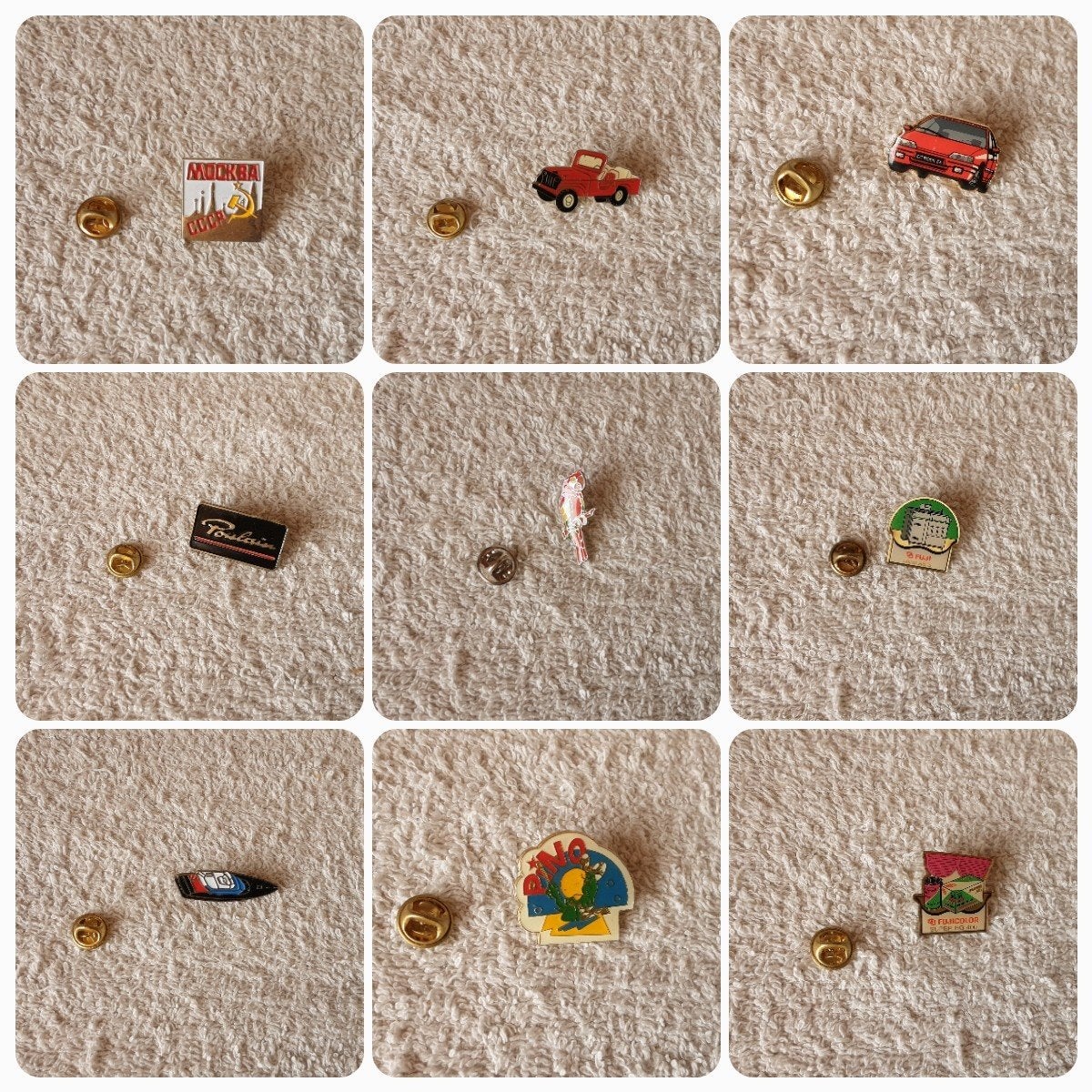 10 Vintage Pins: Auto's, Merken, Dieren en Meer, Ophalen of Verzenden, Gebruikt, Dier of Natuur, Speldje of Pin