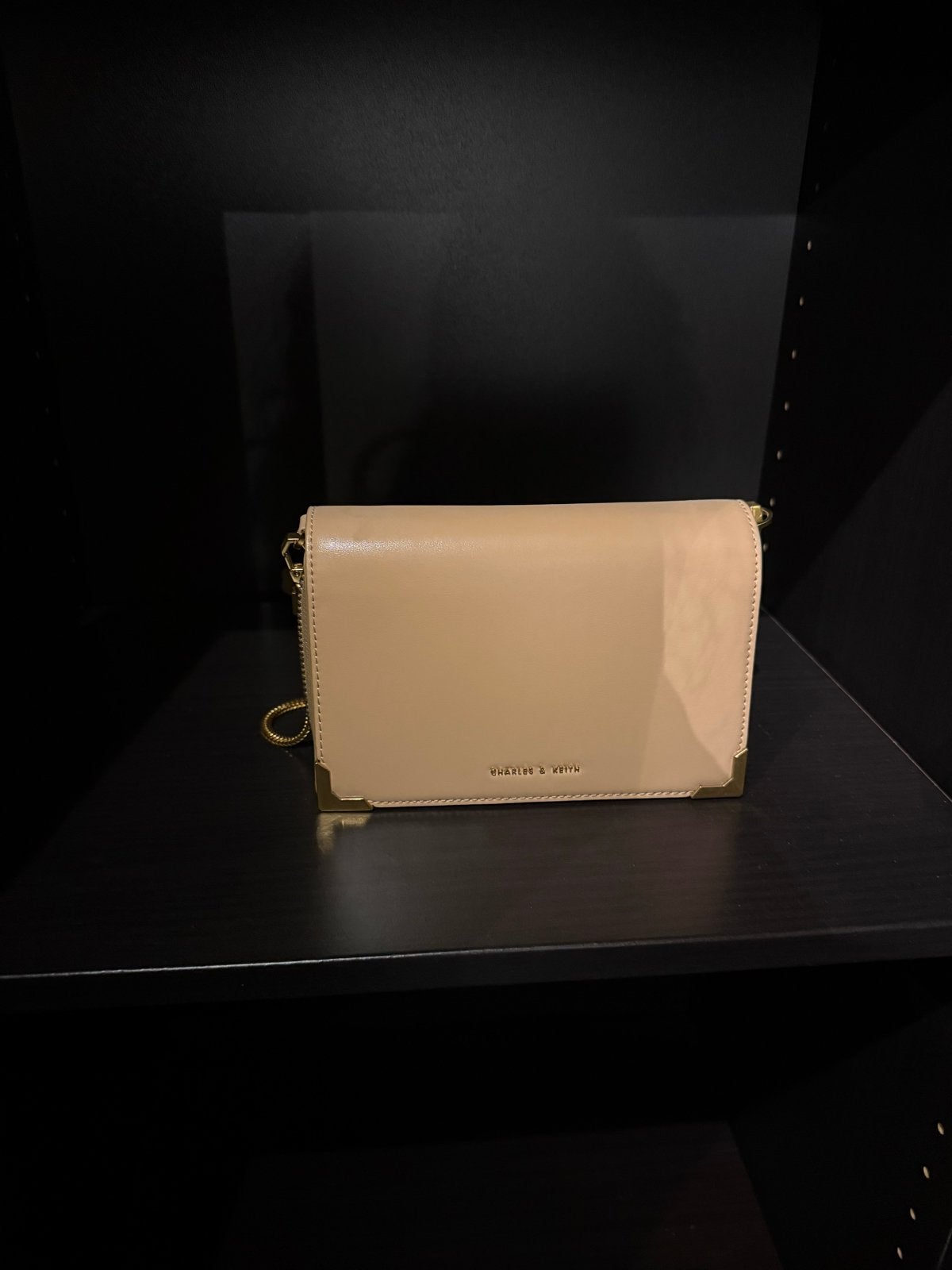 Charles & Keith Beige Crossbody Portemonnee/Tas, Sieraden, Tassen en Uiterlijk, Ophalen, Zo goed als nieuw, Beige, Schoudertasje