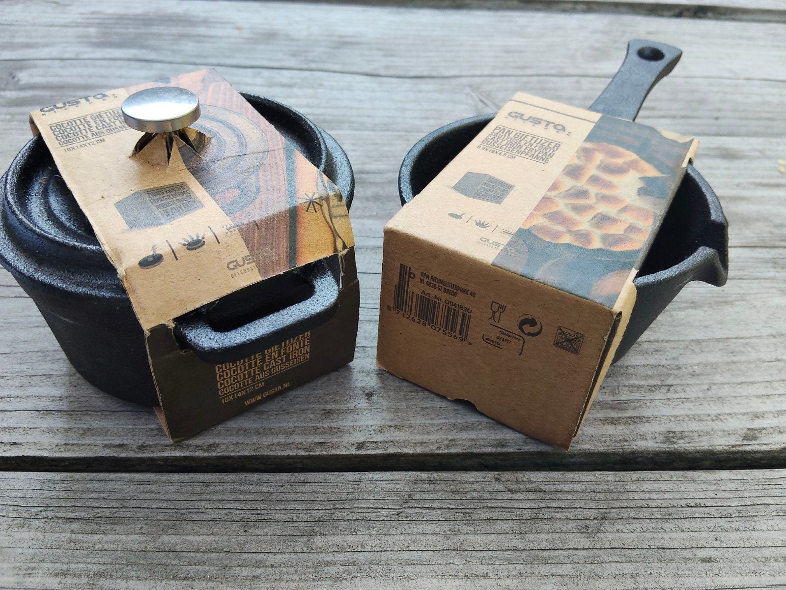 Gusta gietijzeren pan en cocotte, mini, Ophalen of Verzenden, Nieuw, Gietijzer, Pannenset