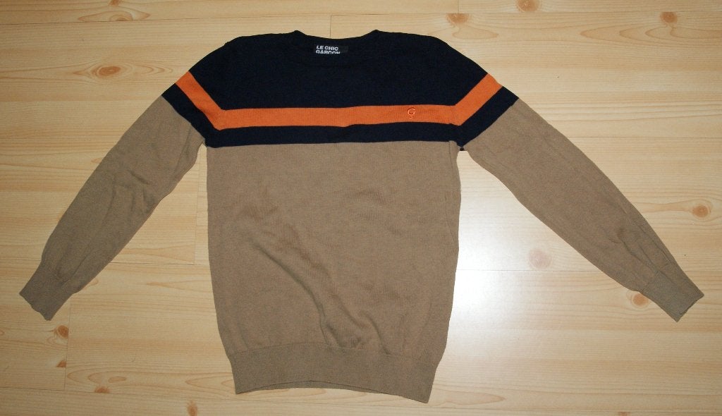 LE CHIC GARCON beige, zwarte, oranje trui maat 146 met, Kinderen en Baby's, Kinderkleding | Maat 146, Gebruikt, Trui of Vest, Ophalen of Verzenden