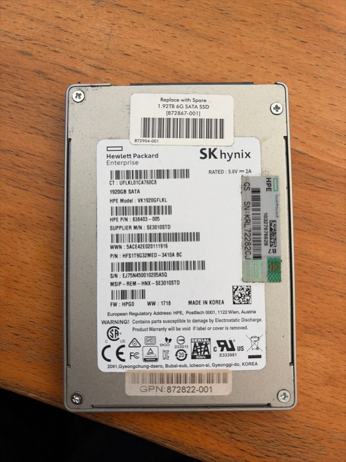 HPE SK hynix 2TB SATA SSD voor Servers, Computers en Software, Intern, Gebruikt, Server, Ophalen of Verzenden