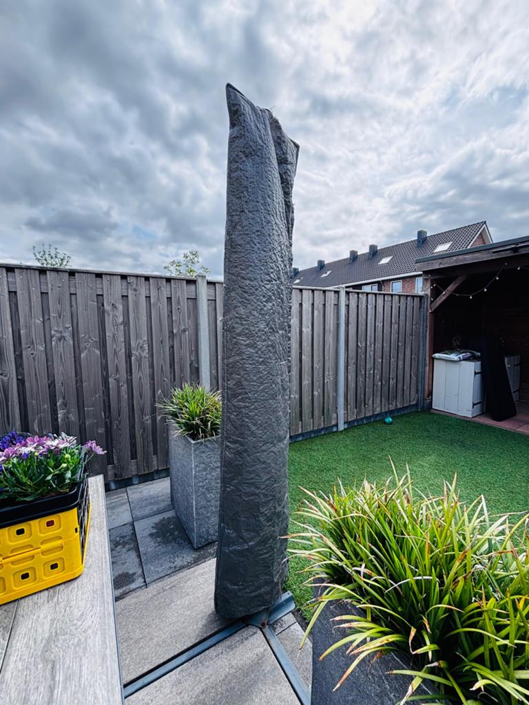 Zweefparasol 3x3 meter met hoes en standaard, Tuin en Terras, Parasols, Ophalen, Kantelbaar, 3 tot 4 meter, Zweefparasol