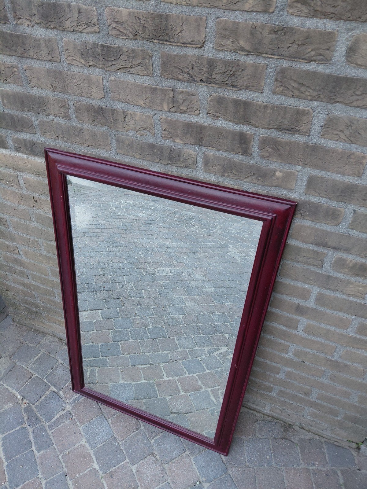 Grote facet geslepen spiegel 66x101 cm, Antiek en Kunst, Antiek | Spiegels, Ophalen, Rechthoekig, 50 tot 100 cm, 100 tot 150 cm