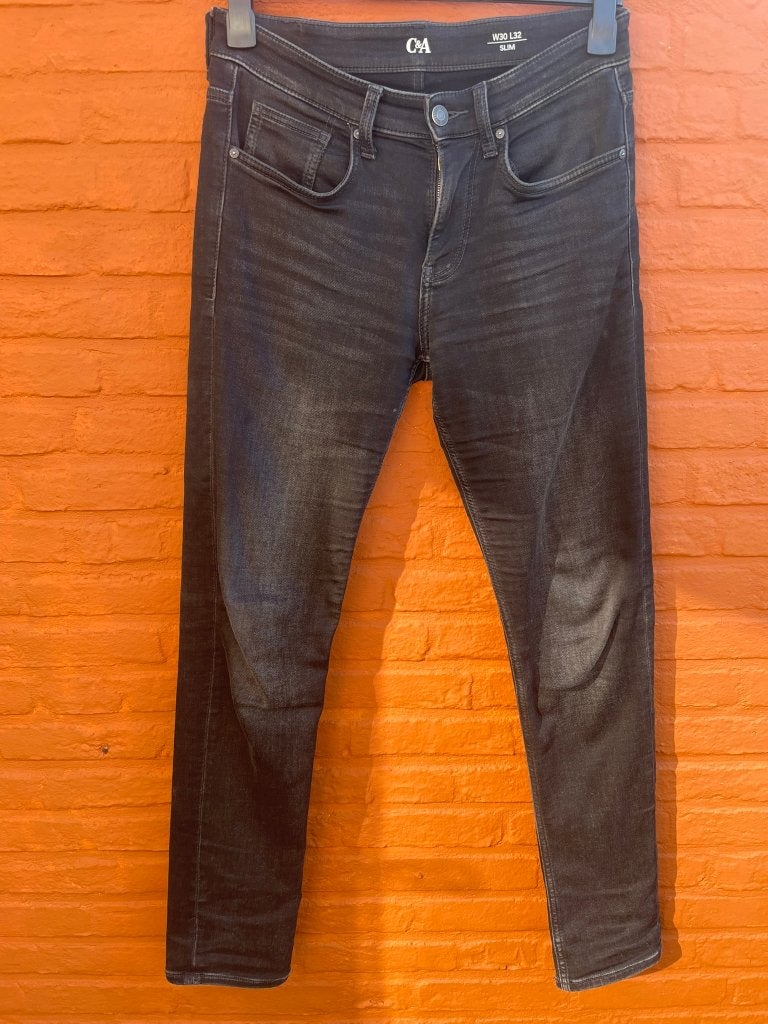 C&A Herenbroek Slim Fit Maat 30/32 Zwart Zo goed als nieuw, Zwart, Zo goed als nieuw, Maat 46 (S) of kleiner, C&A