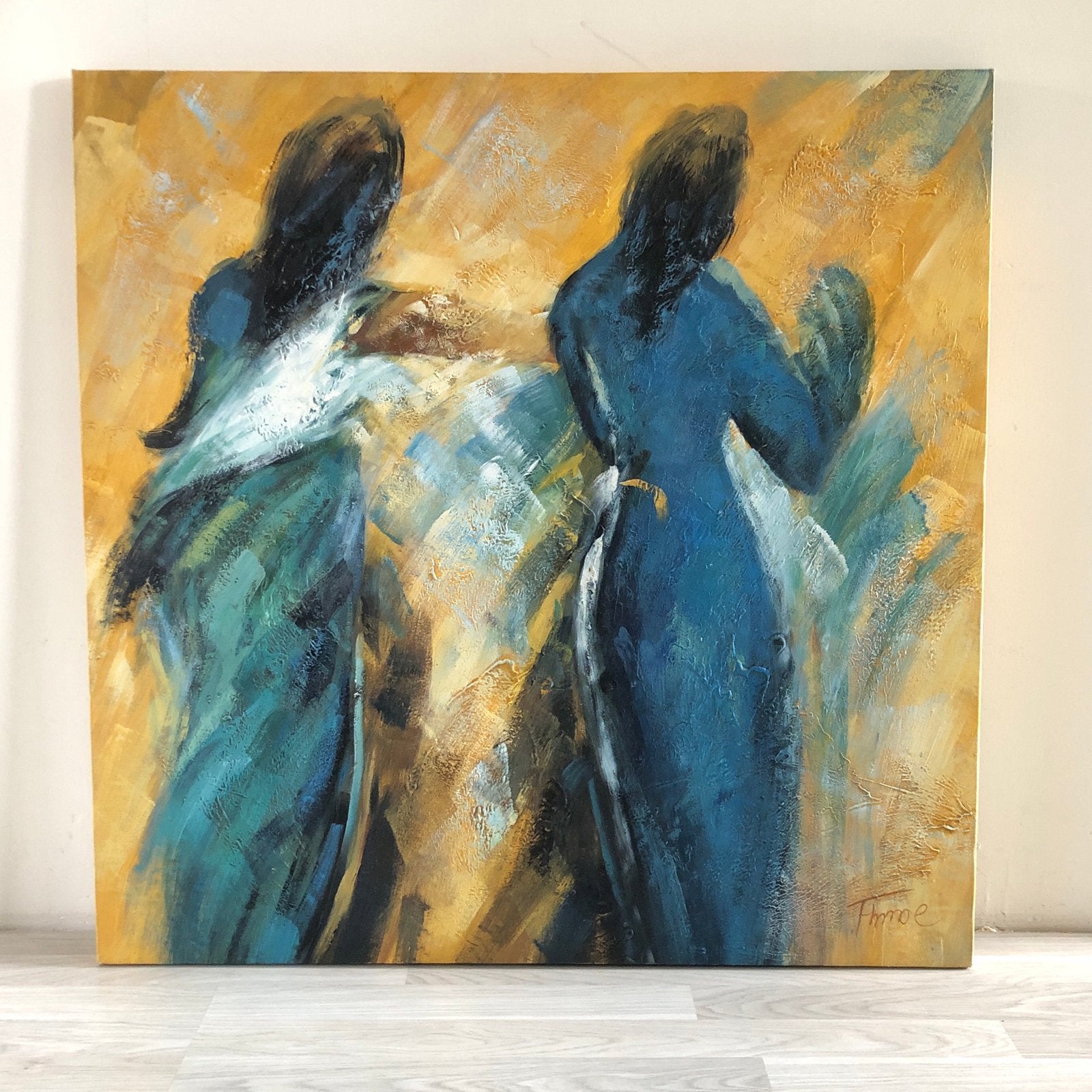 Modern schilderij: Twee figuren, Antiek en Kunst, Kunst | Schilderijen | Modern, Ophalen, Figuren, Handgeschilderd, Olieverf