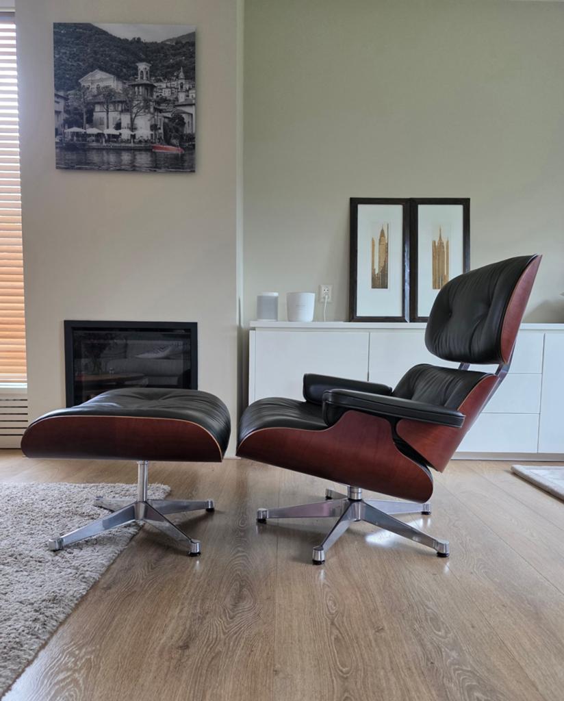 Vitra Eames lounge chair + Ottoman XL Premium leder, Ophalen of Verzenden, Leer