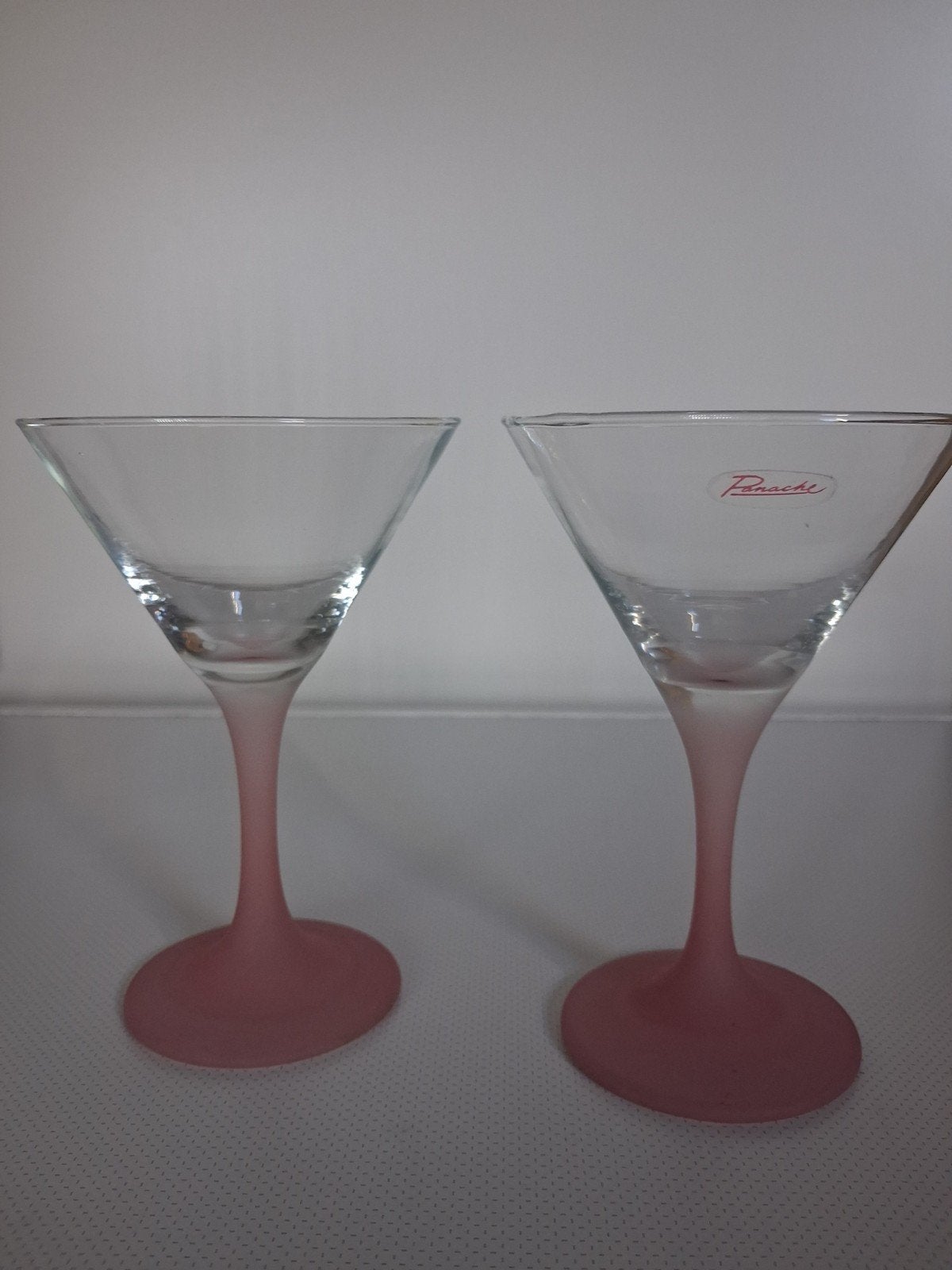 PANACHE "Pink Lady" Martini glazen - jaren '80 met sticker, Ophalen of Verzenden, Gebruikt, Overige typen