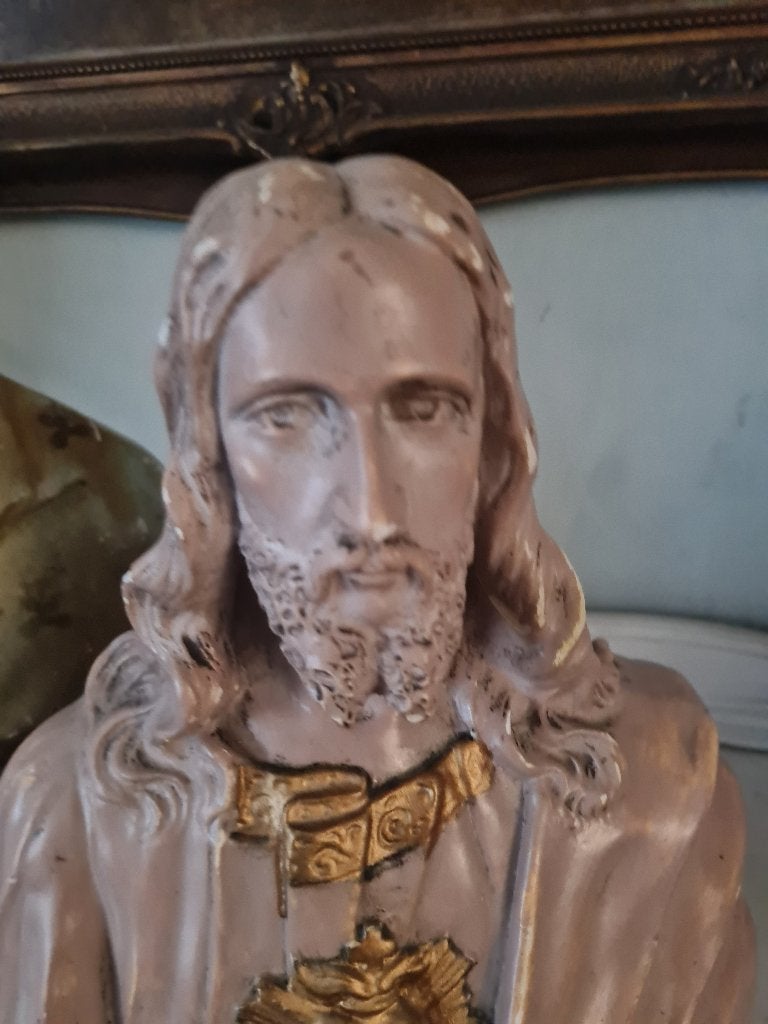 Zeer oude buste Heilig hart Jezus, Ophalen of Verzenden