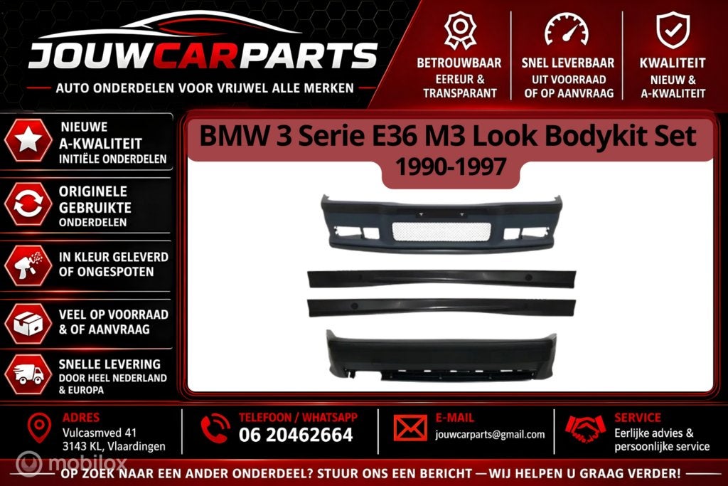 BMW 3 Serie E36 M3 Look Bodykit Set 1990-1997, Voor, Nieuw, Ophalen of Verzenden, BMW