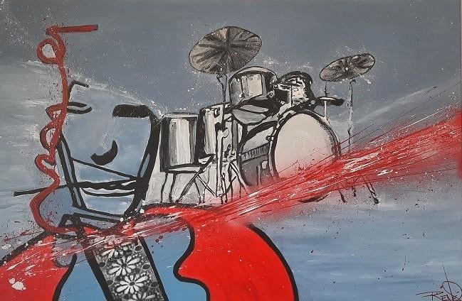 GROOT CANVAS DOEK IN STIJL VAN HERMAN BROOD, Antiek en Kunst, Kunst | Schilderijen | Modern, Ophalen of Verzenden