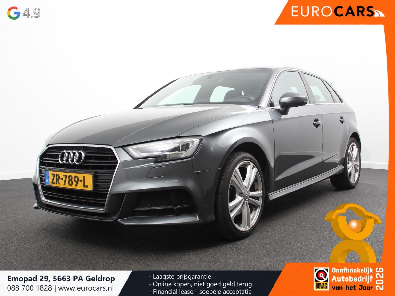 Audi A3 Sportback 1.5 TFSI CNG Automaat S-Line Navigatie Par, Auto's, Zwart, 4 cilinders, CNG (Aardgas), Leder en Stof