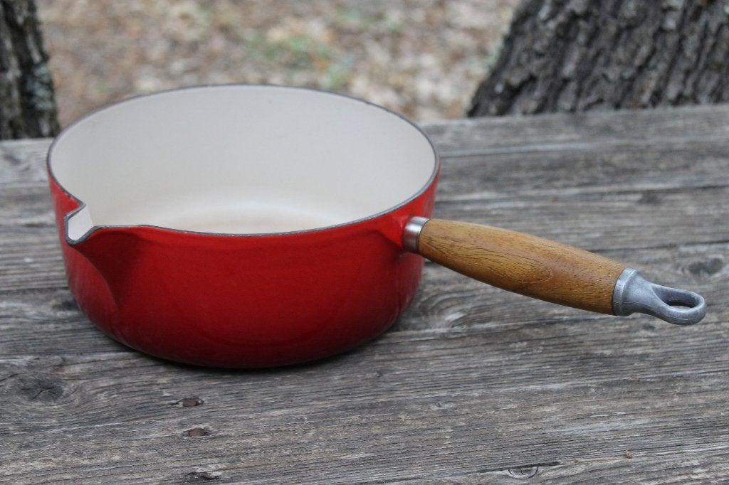 Brocante - Fraaie Vintage pan, Le Creuset!, Gebruikt, Gietijzer, Le Creuset, Ophalen of Verzenden