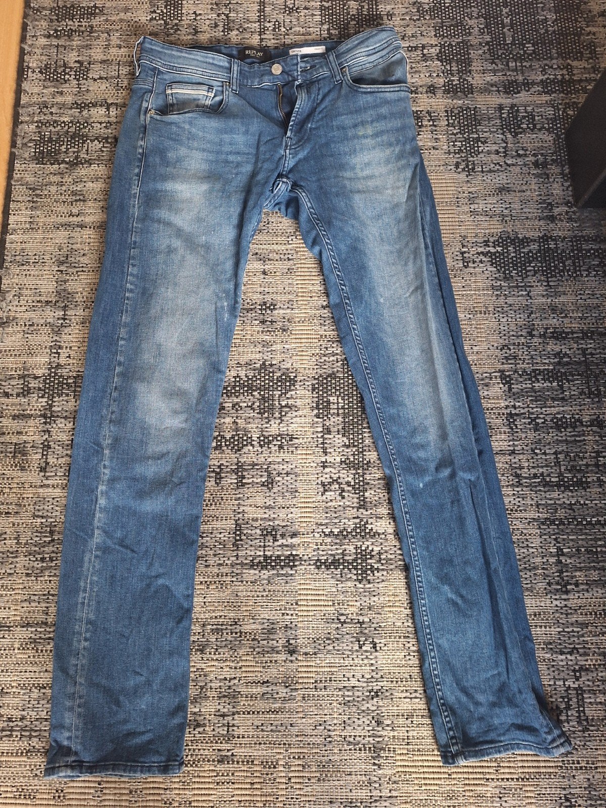 Replay Grover Straight Fit Jeans, Blauw, W32 (confectie 46) of kleiner, Ophalen of Verzenden, Gedragen