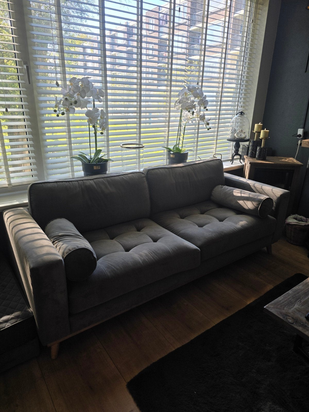 Riviera Maison Bank - Grijs/Groen, Z.G.A.N., Ophalen, Driepersoons, 75 tot 100 cm, Zo goed als nieuw