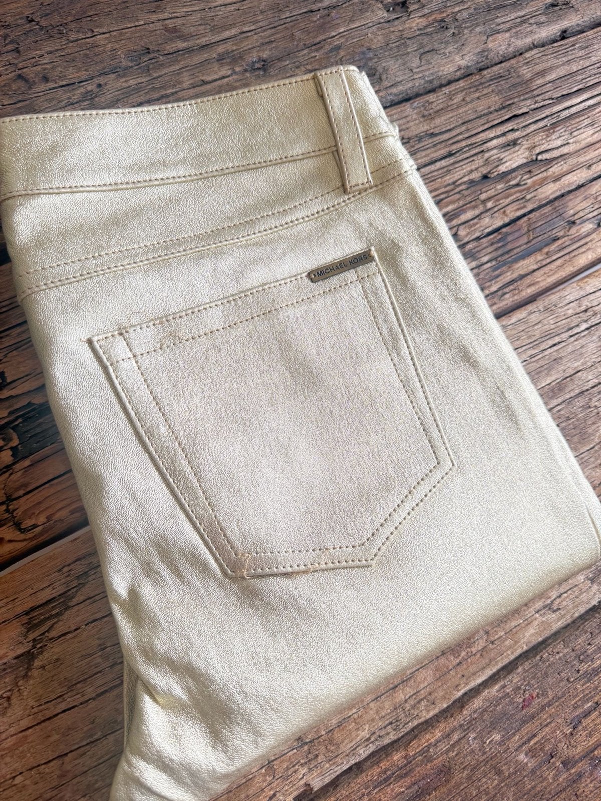 Michael Kors Gouden Glitter Stretchbroek / Legging Maat S, Kleding | Dames, Overige kleuren, Ophalen of Verzenden, Zo goed als nieuw
