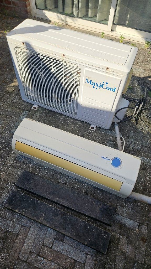 MaxiCool WTL12HDA Airco werkend weggezet, leidingen door, Ophalen, Gebruikt, Minder dan 60 m³, 3 snelheden of meer