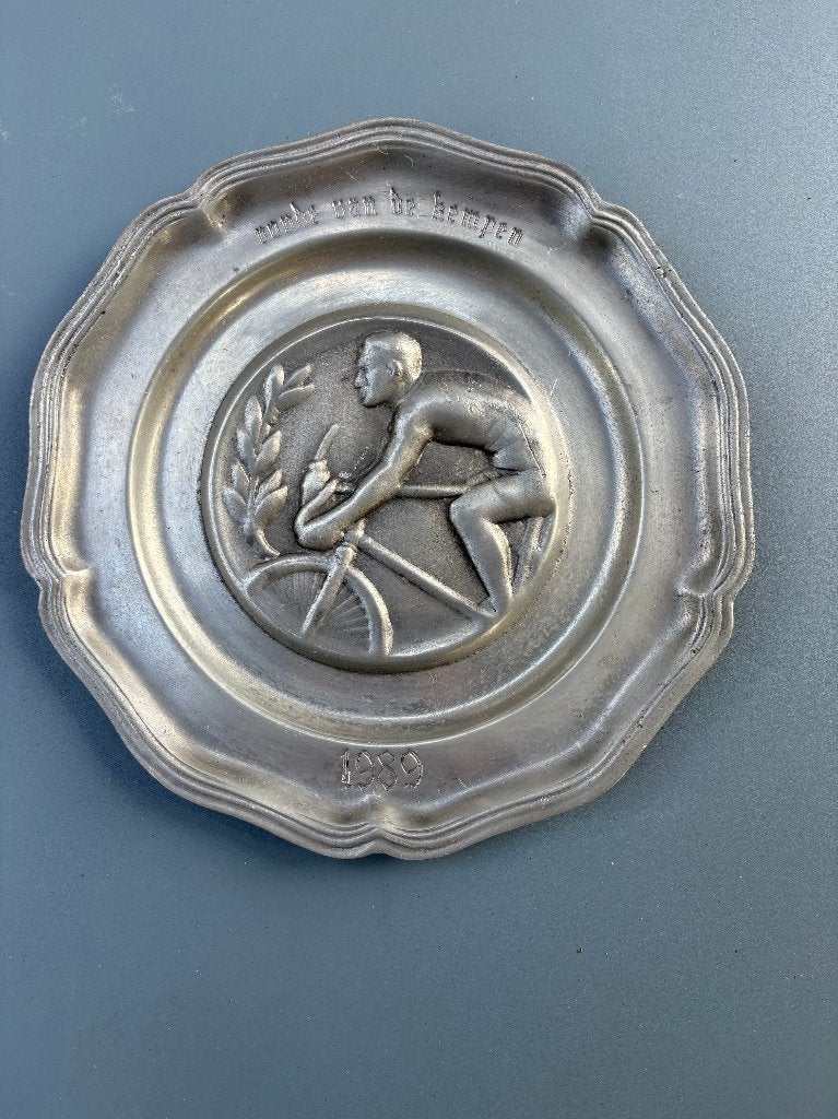 Vintage tinnen sportprijs Ronde van De Kempen 1969, Antiek en Kunst, Ophalen of Verzenden