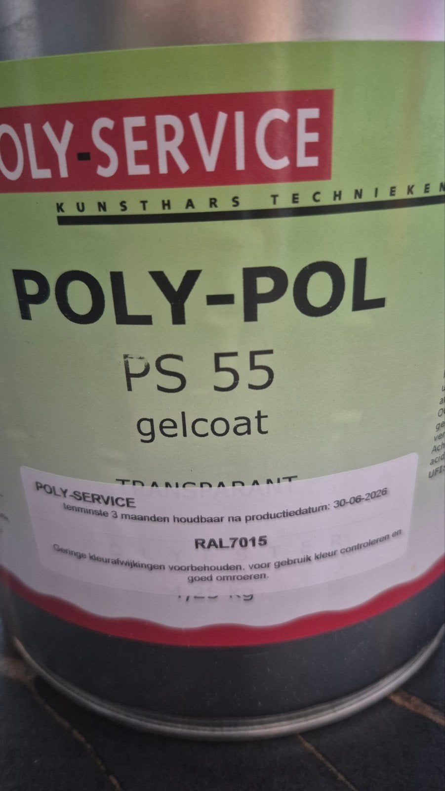 5 liter blik Poly-Pol PS 55 gelcoat RAL7015, Nieuw, Ophalen of Verzenden, Verf, Grijs