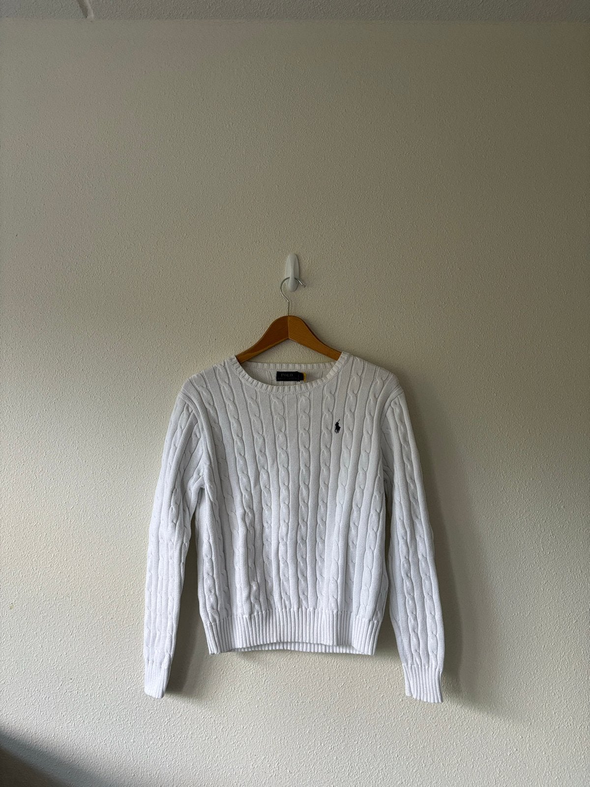 Polo Ralph Lauren kabelgebreide trui wit, Verzenden, Zo goed als nieuw, Maat 36 (S), Wit