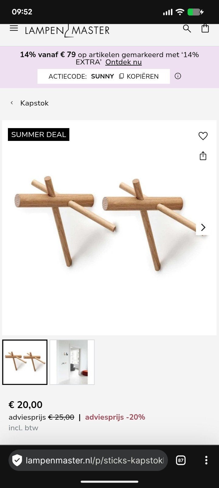 Norman Copenhagen hangers/muurhaken, Ophalen of Verzenden, Nieuw