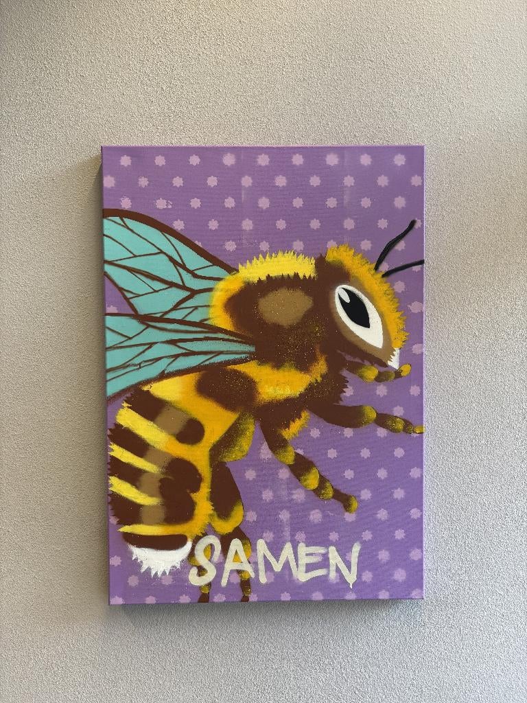 Schilderij bij “SAMEN” – speels en modern, Ophalen of Verzenden, Nieuw, 50 tot 75 cm, Schilderij