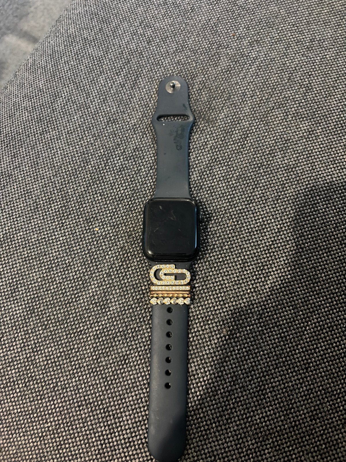 Apple Watch met decoratieve bandaccessoires, Gebruikt, Hartslag, Zwart, IOS