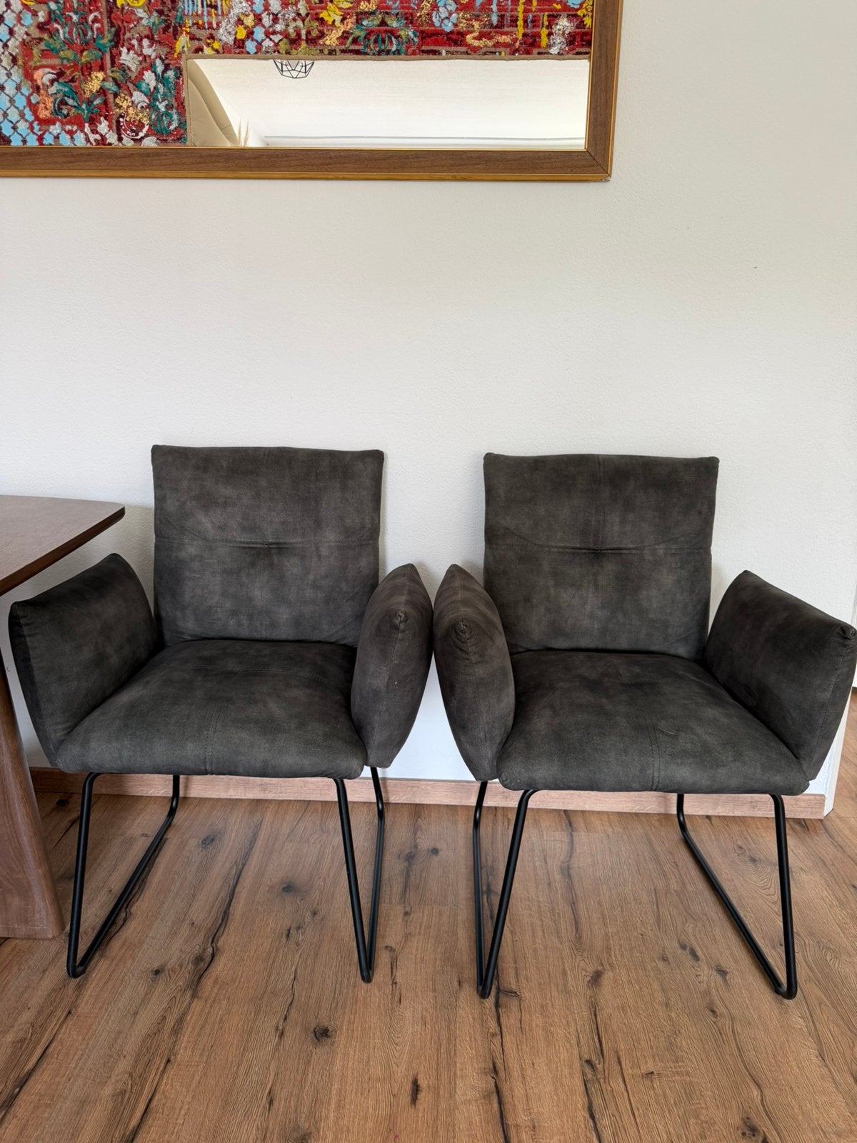 Eetkamerstoelen groen grijs 4 stuks, Huis en Inrichting, Stoelen, Ophalen, Zo goed als nieuw, Grijs