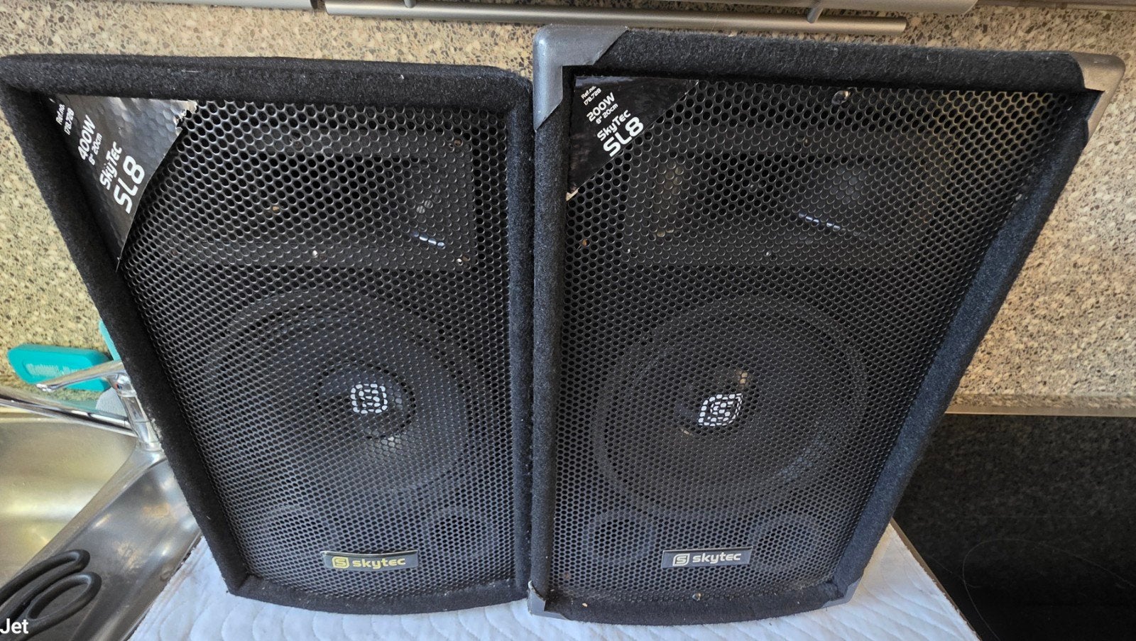 Skytec SL8 400 watt speakers, Gebruikt, 120 watt of meer, Front, Rear of Stereo speakers, Ophalen