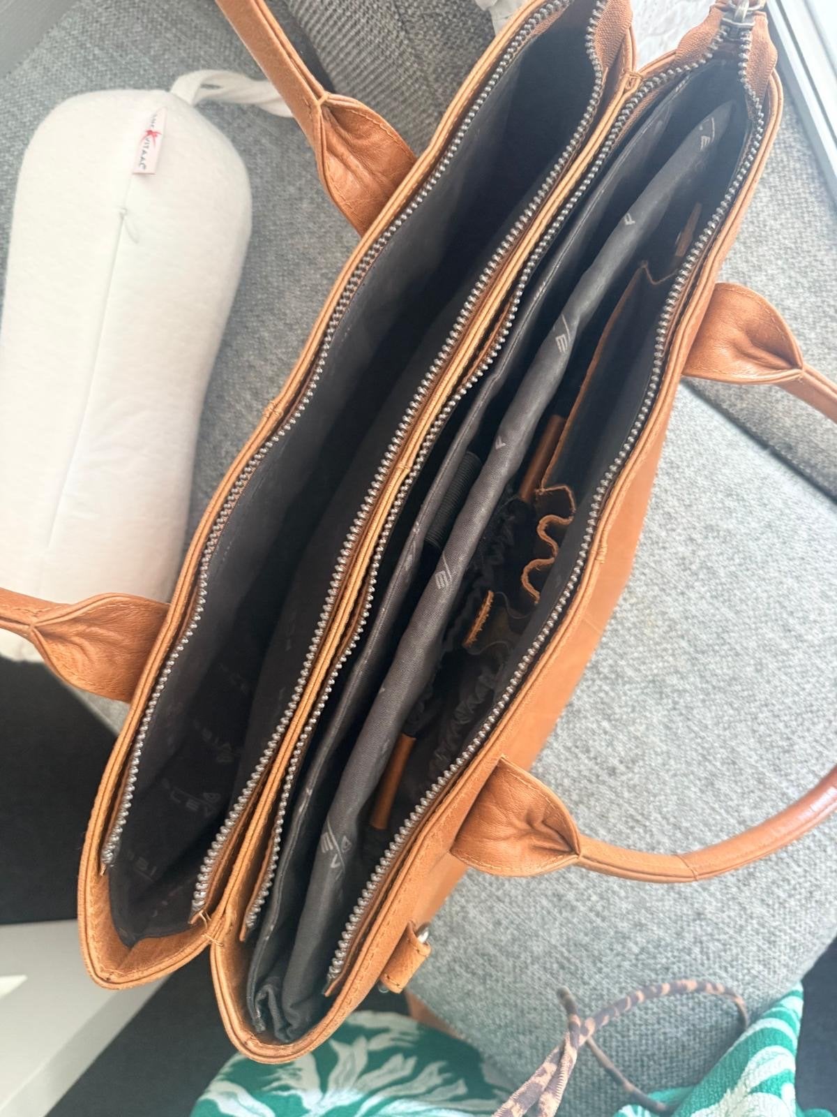 Plevier Leren Laptoptas / Handtas - Cognac, Ophalen of Verzenden, Gebruikt, Bruin, Handtas
