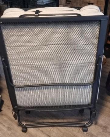 Opklapbed met stevige spiraalbodem, op wielen zonder matras, Huis en Inrichting, Slaapkamer | Bedden, 90 cm, Eenpersoons, Zwart