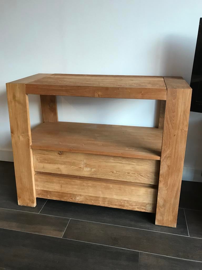Teak houten TV meubel van De Troubadour, Huis en Inrichting, Kasten | Televisiemeubels, Ophalen, Gebruikt, 100 tot 150 cm, Teakhout