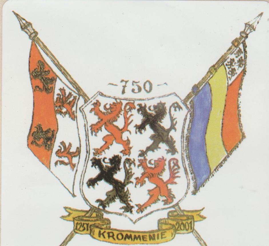 5x sticker 750 jaar krommenie 1251 - 2001 8x8 cm stickers, Ophalen of Verzenden, Zo goed als nieuw