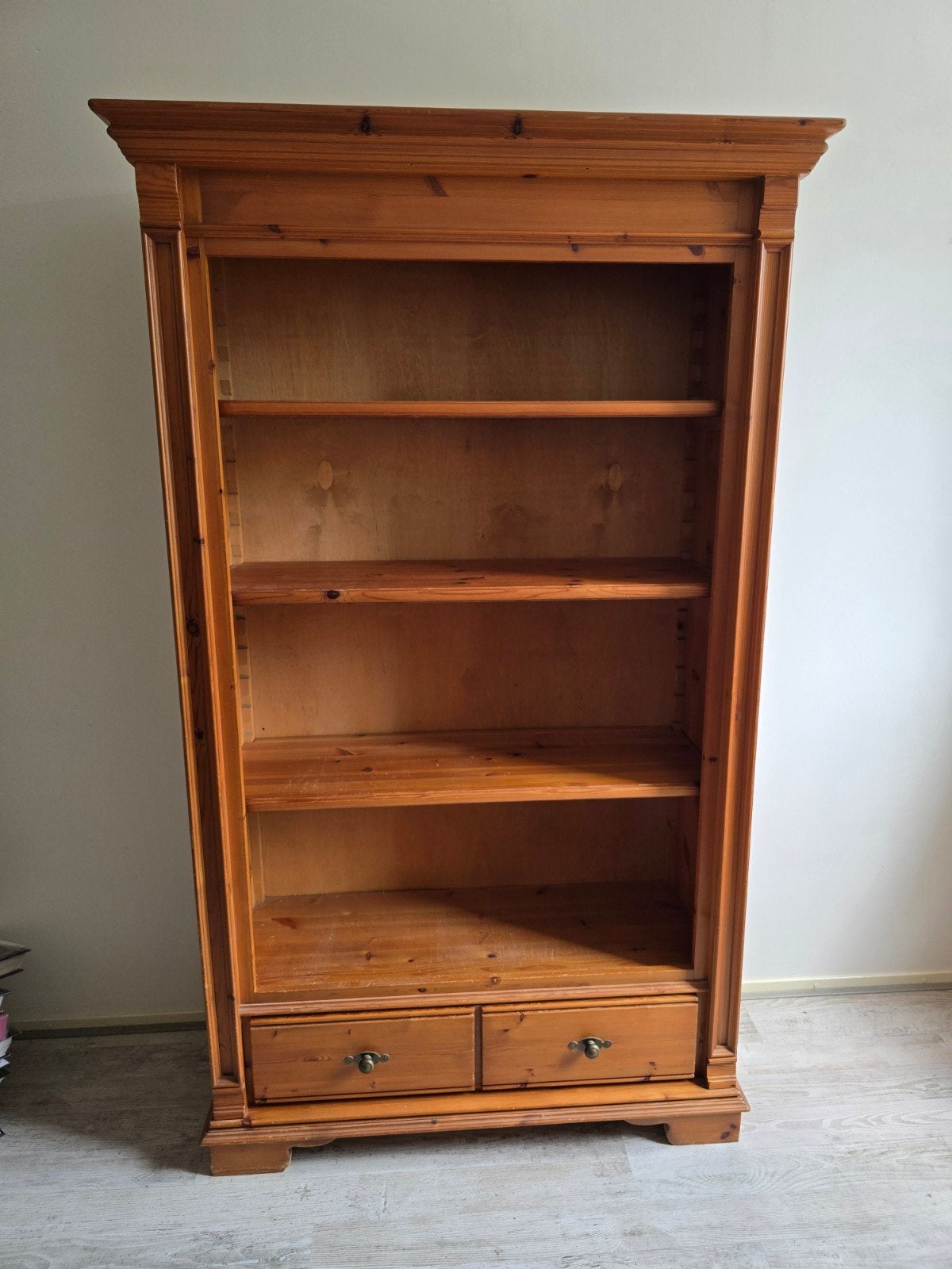 Brocante Houten boekenkast met lades /  Vintage - 112x45x185, Huis en Inrichting, Kasten | Boekenkasten, Met plank(en), Gebruikt