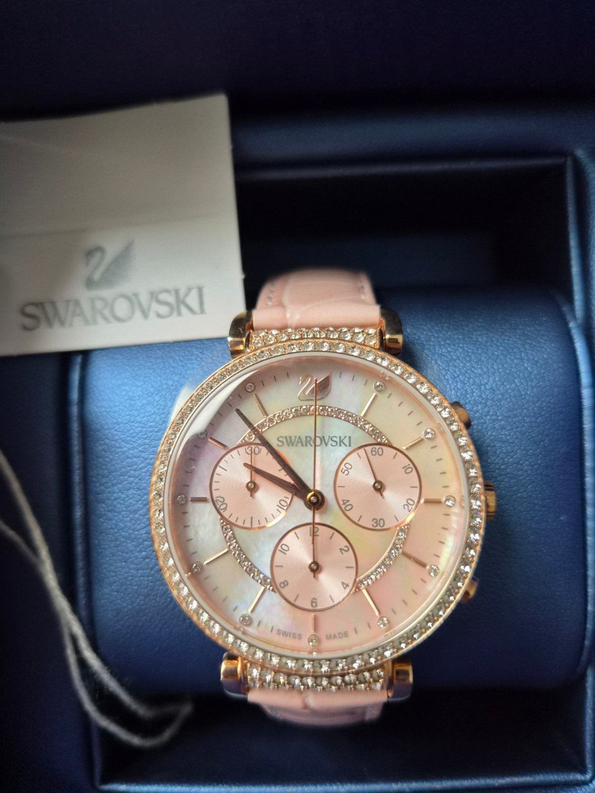 Swarovski dames horloge, Leer, Polshorloge, Zo goed als nieuw, Ophalen