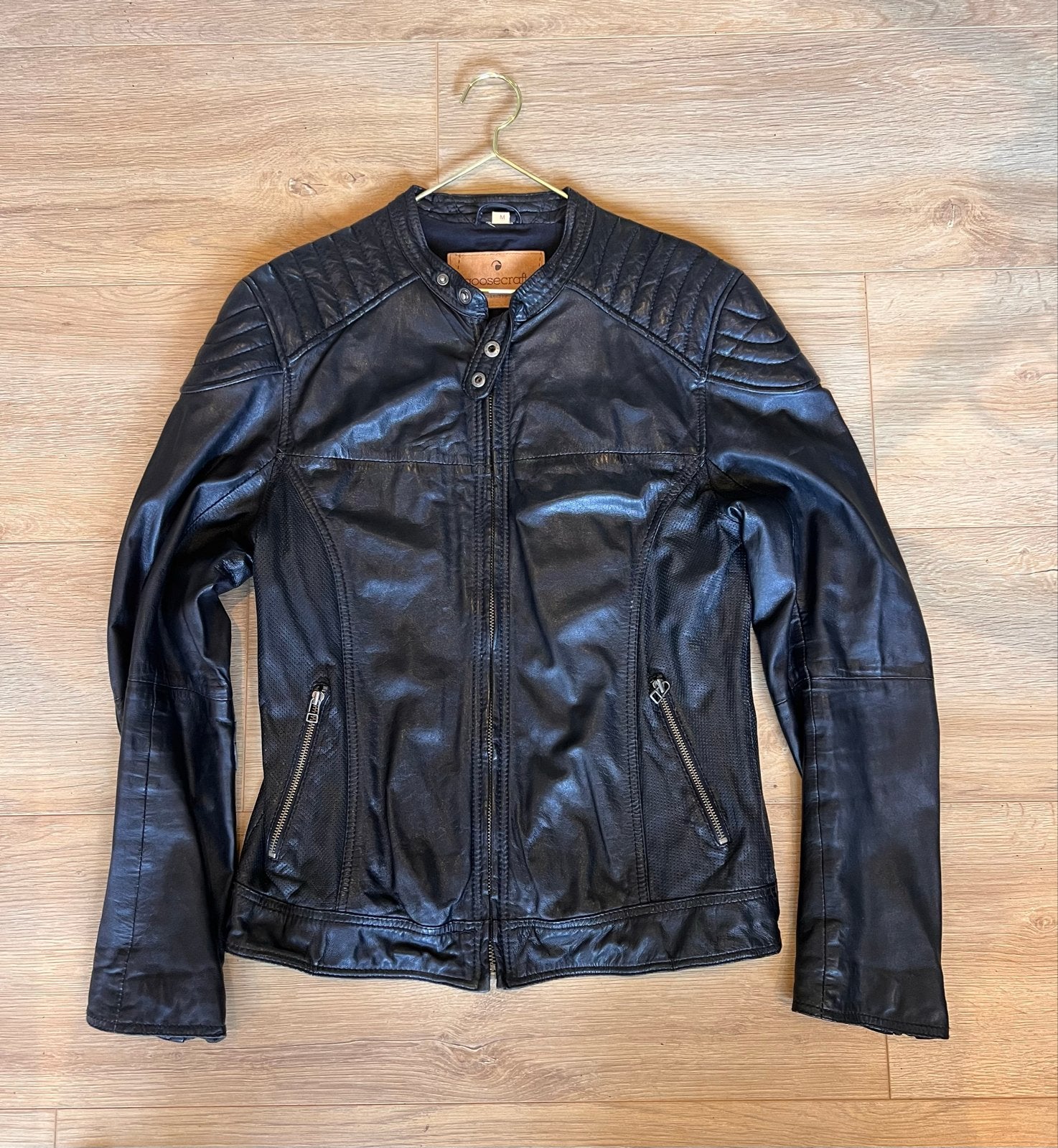 Goosecraft Leren Bikerjack Zwart Maat M, Ophalen of Verzenden, Zo goed als nieuw, Maat 48/50 (M), Zwart