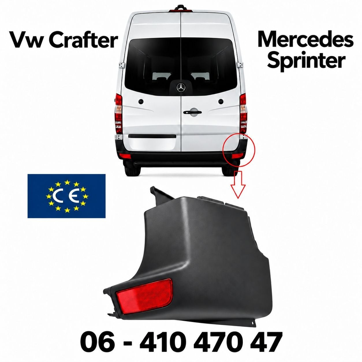 Hoek bumper Mercedes Sprinter bumper VW Crafter achterbumper, -, -, Nieuw, Ophalen of Verzenden