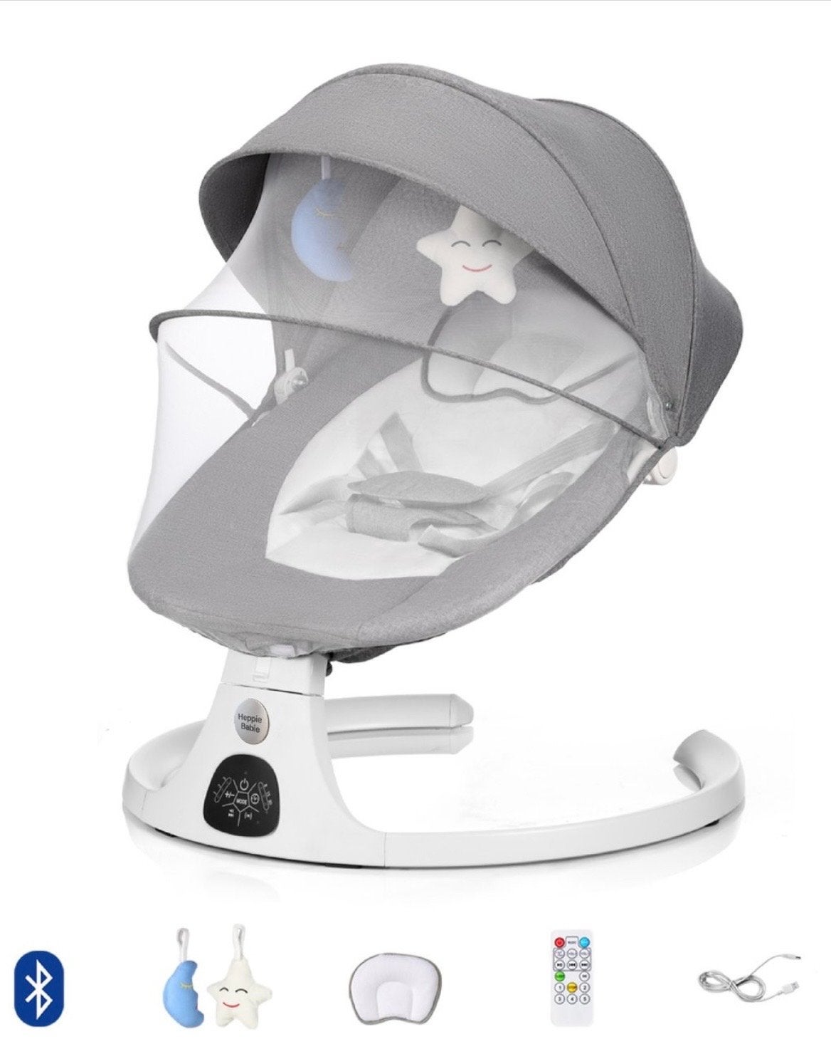 Heppie Baby Elektrische Schommelstoel met Muziek en Gordel, Kinderen en Baby's, Schommelstoel, Ophalen, Overige merken, Met gordel(s) of riempje(s)