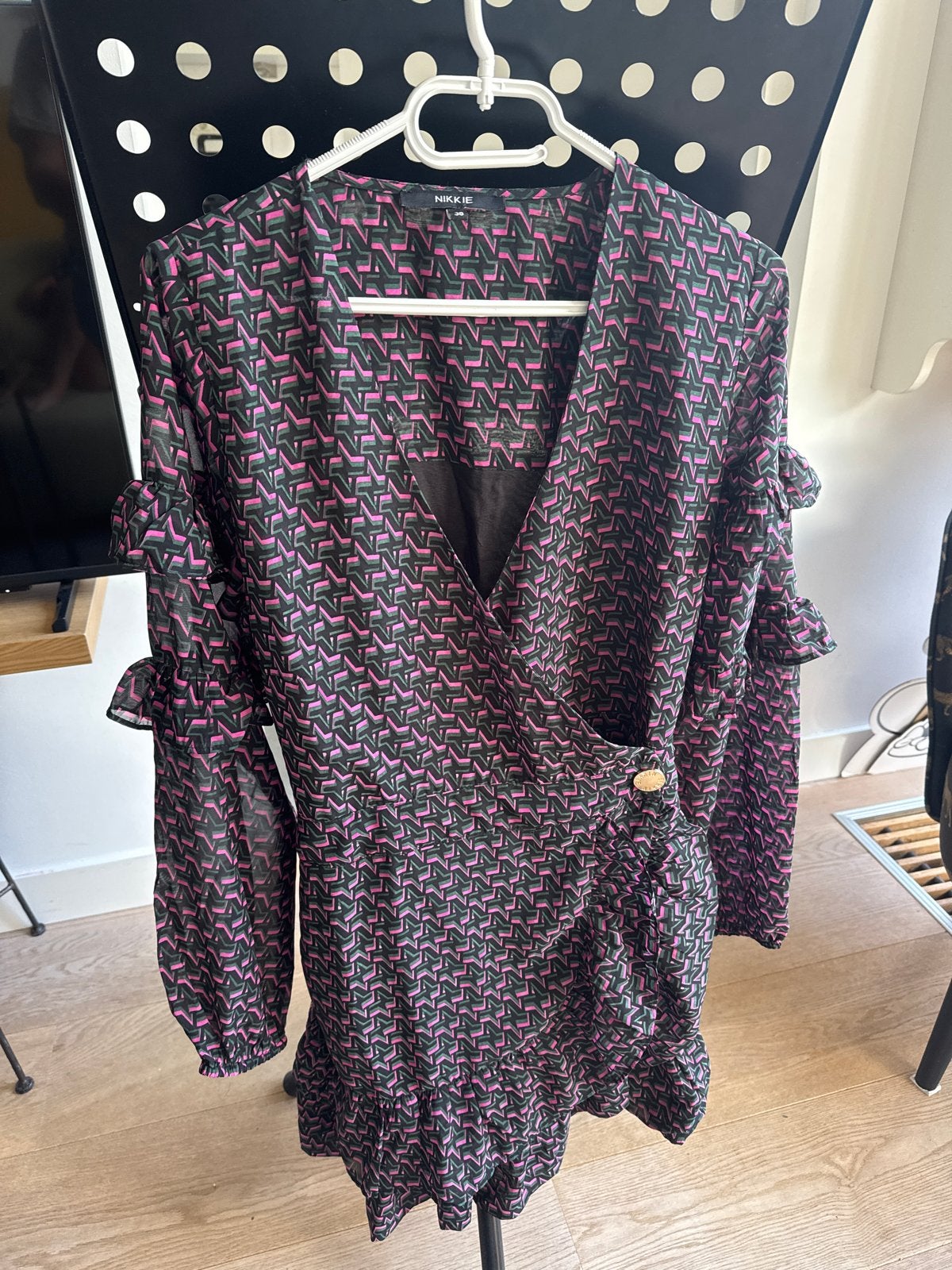 Nikkie wikkeljurk met print - Maat 38 (M), Maat 38/40 (M), Meerkleurig, Ophalen of Verzenden, Zo goed als nieuw