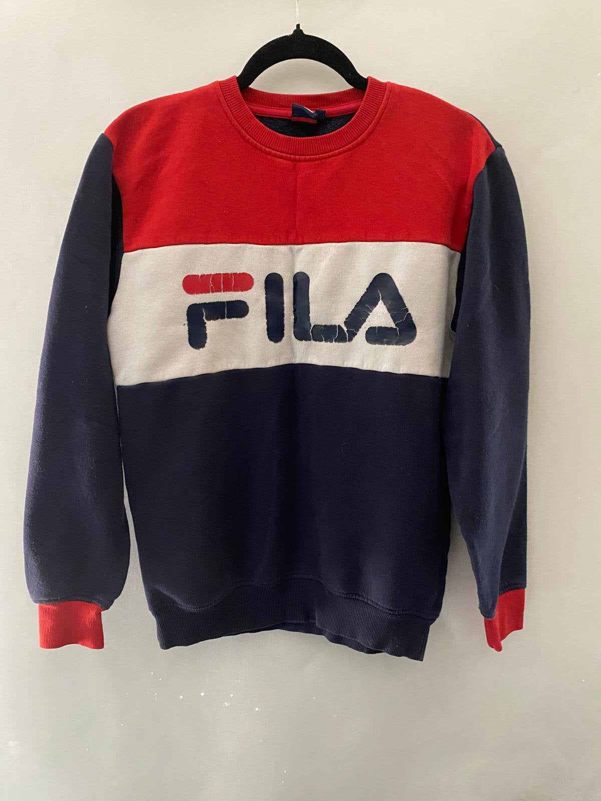 FILA sweater rood/wit/donkerblauw – maat S, Ophalen of Verzenden, Gedragen, Maat 36 (S), Rood