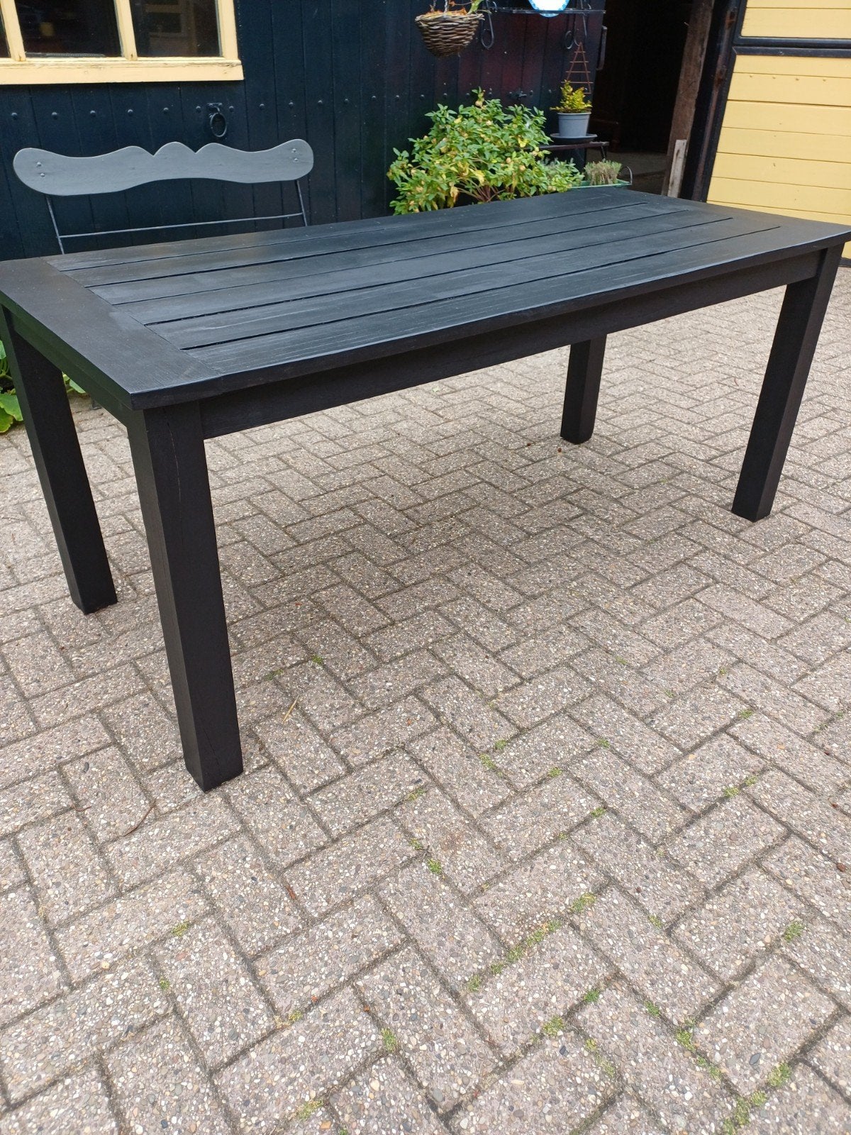 Teakhouten tuintafel (zwart)., Ophalen, Rechthoekig, Teakhout