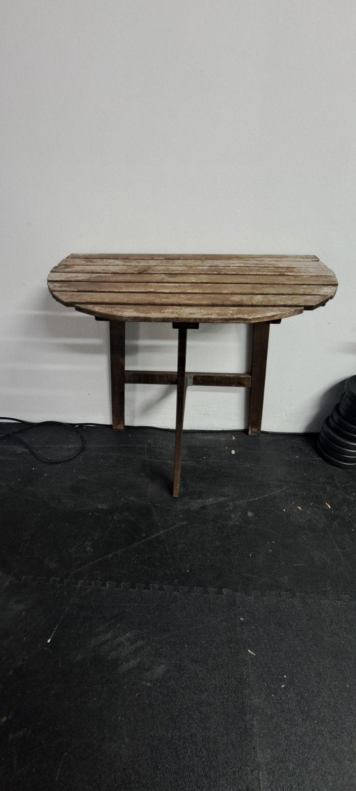 houten inklapbare balkontafel klaptafeltje, Ophalen of Verzenden, Gebruikt, Rond, Hout