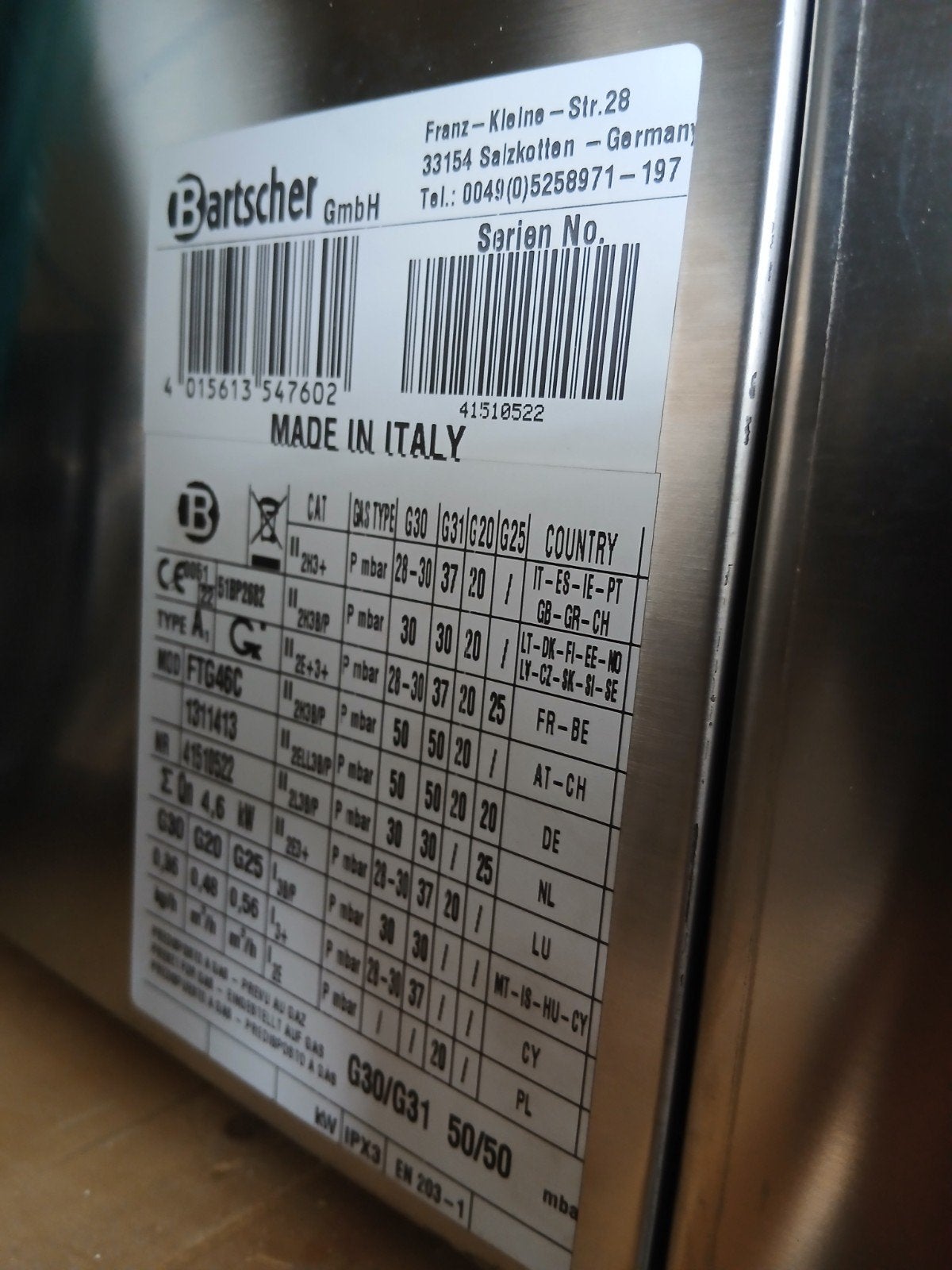 Bartscher FTG46C Gas bakplaat - Nieuw, Nieuw, Ophalen of Verzenden, Gas, Vrijstaand