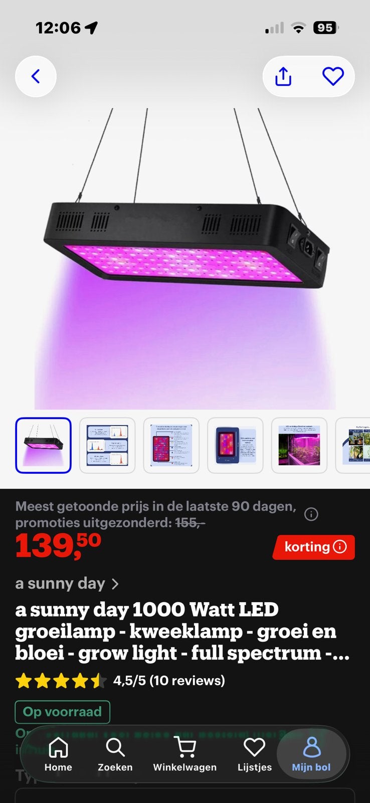 a sunny day 1000 Watt LED groeilamp - groei en bloei, Ophalen of Verzenden, Gebruikt, Kweeklamp